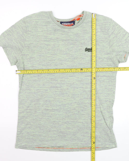 Superdry Men's Green Crew Neck The Orange Label Tee Medium Cotton Blend