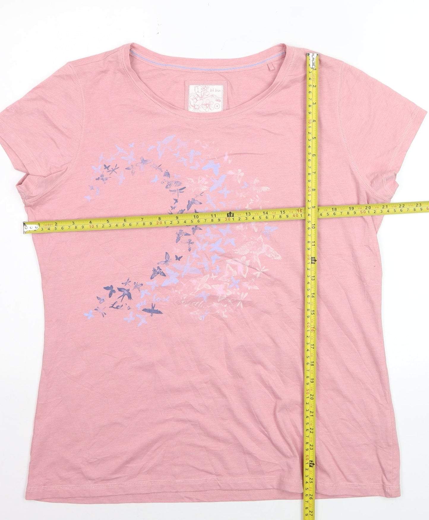 Fat Face Women's Pink Butterfly Print Cotton T-Shirt Size 18