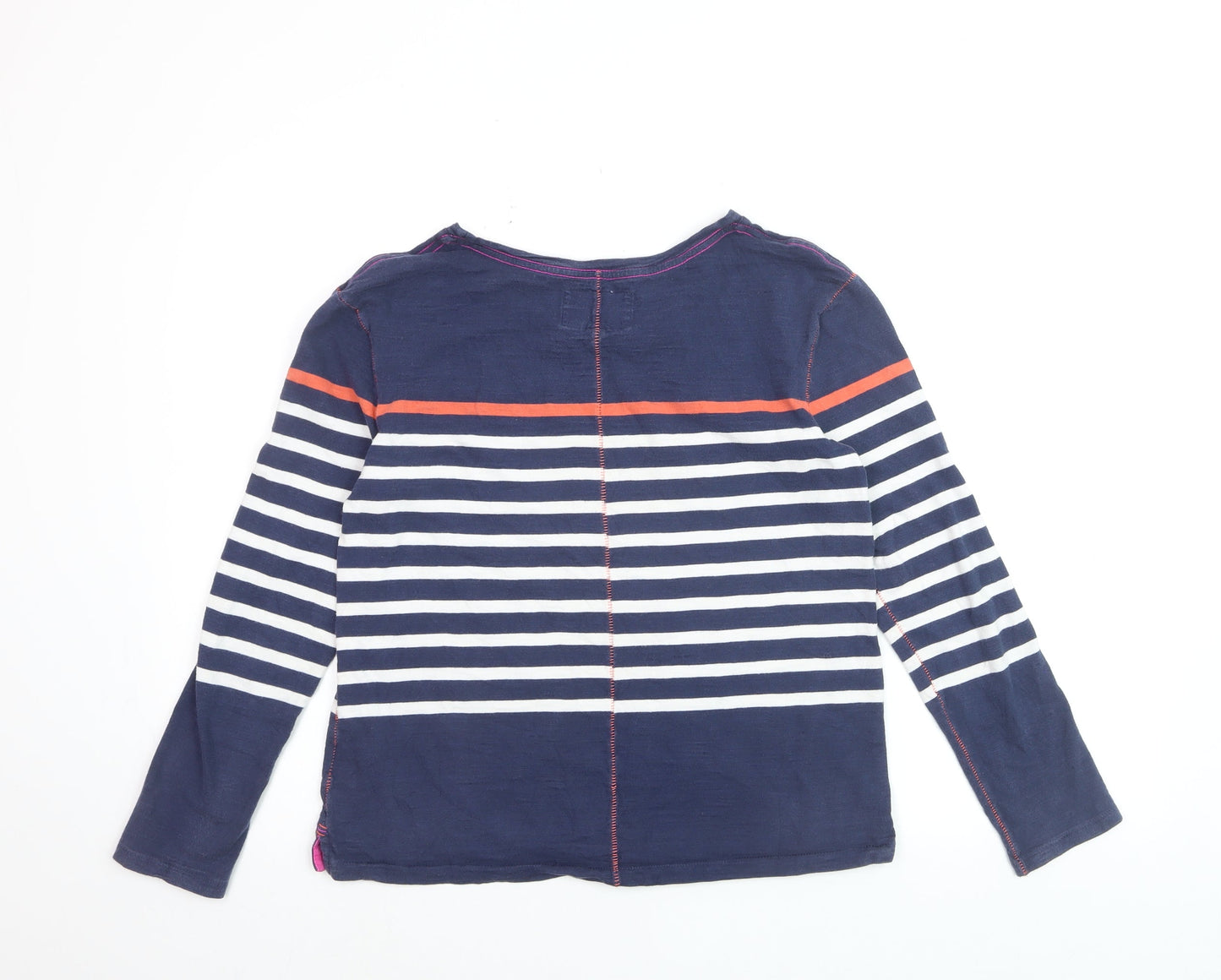White Stuff Girls Blue Striped Long Sleeve Star T-Shirt 9-10 Years