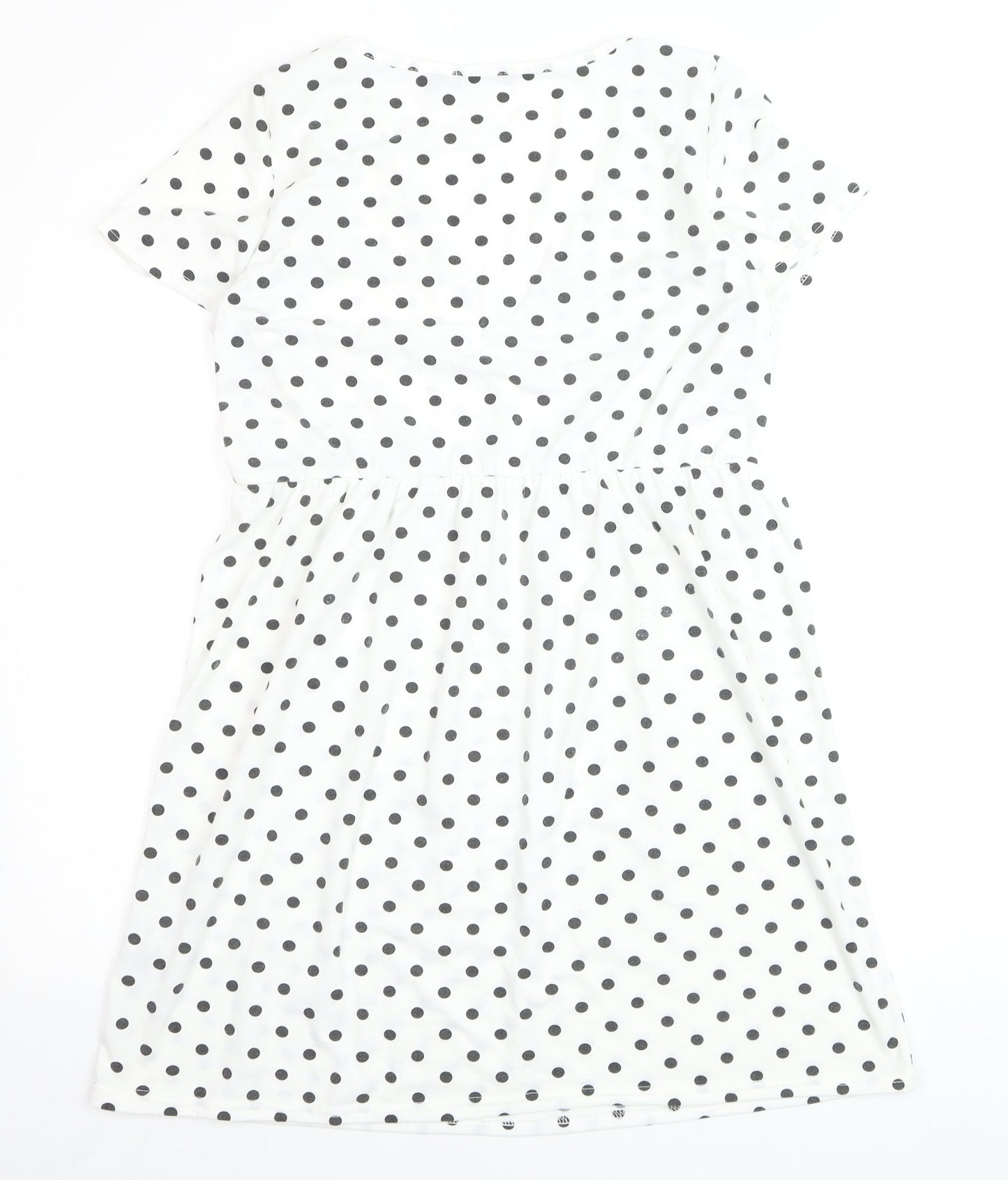 Boohoo Women’s White Polka Dot Wrap Dress Size 12 Short Sleeve
