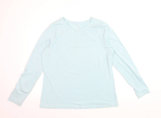 Lands' End Women's Blue Long Sleeve Basic Cotton Blend T-Shirt Size L