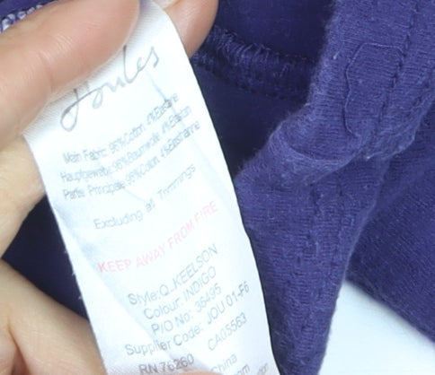 Joules Womens Blue Boat Neck 3/4 Sleeve Cotton T-Shirt Size 14