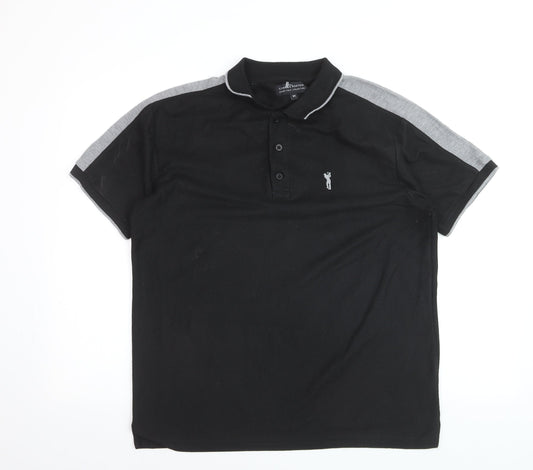 Charles Norton Men's Black Short Sleeve Polo Shirt Size M 100% Polyester