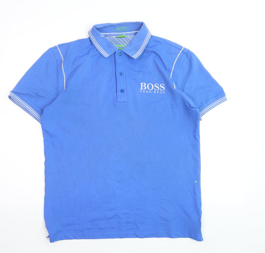 Hugo Boss Men's Blue Modern Fit Cotton Polo Shirt M