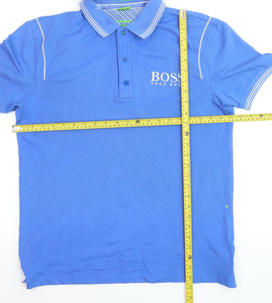 Hugo Boss Men's Blue Modern Fit Cotton Polo Shirt M