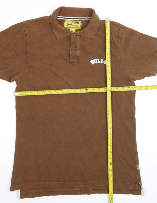 Jack Wills Men's Brown Cotton Polo Shirt Size L Short Sleeve Casual