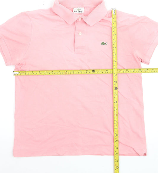 Lacoste Men's Pink Short Sleeve Cotton Polo Shirt Size L