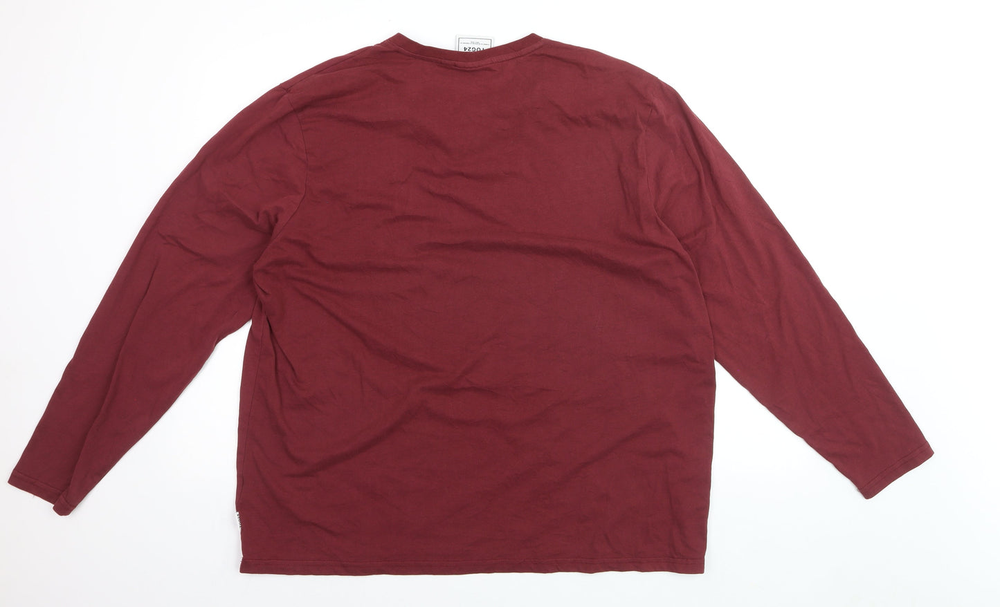 TOG24 Men's Red 2XL Long Sleeve Henley Cotton Blend Top