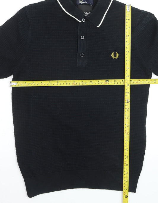 Fred Perry x Marshall Black Cotton Men's Polo Shirt S Short Sleeve