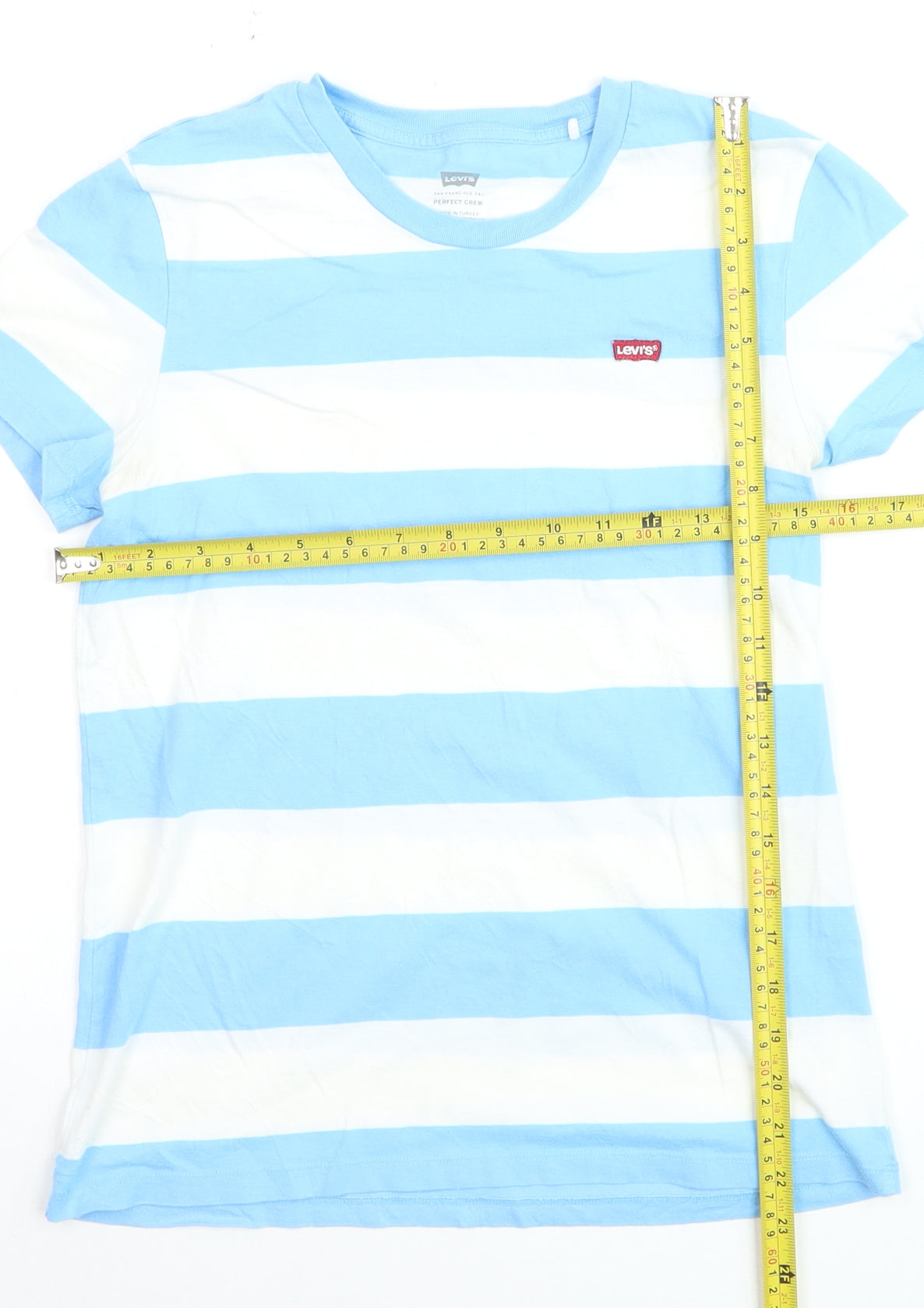 Levi's Men's Blue White Striped Crew Neck T-Shirt XS