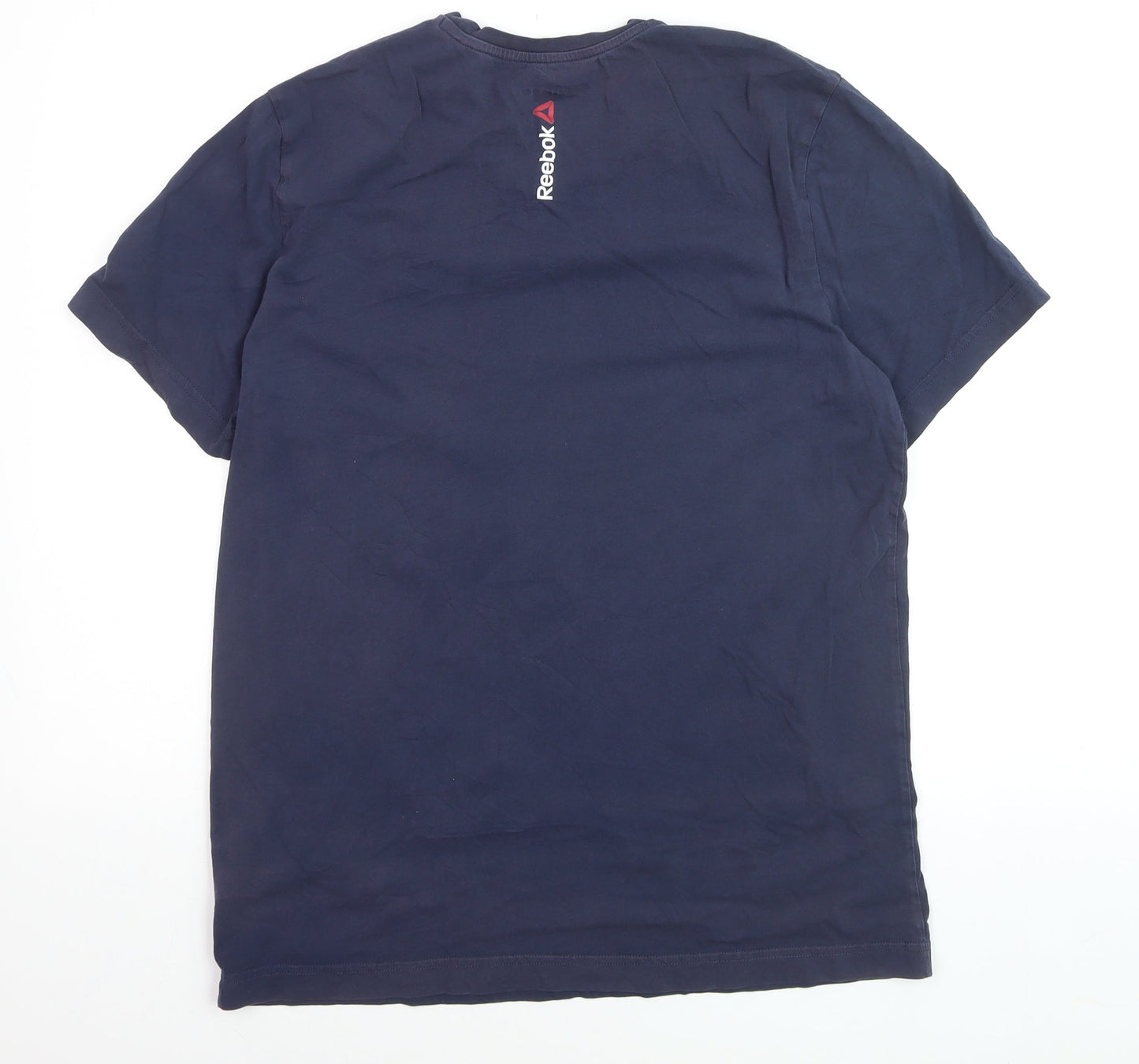 Reebok Men's Blue Large Logo Sports Cotton T-Shirt