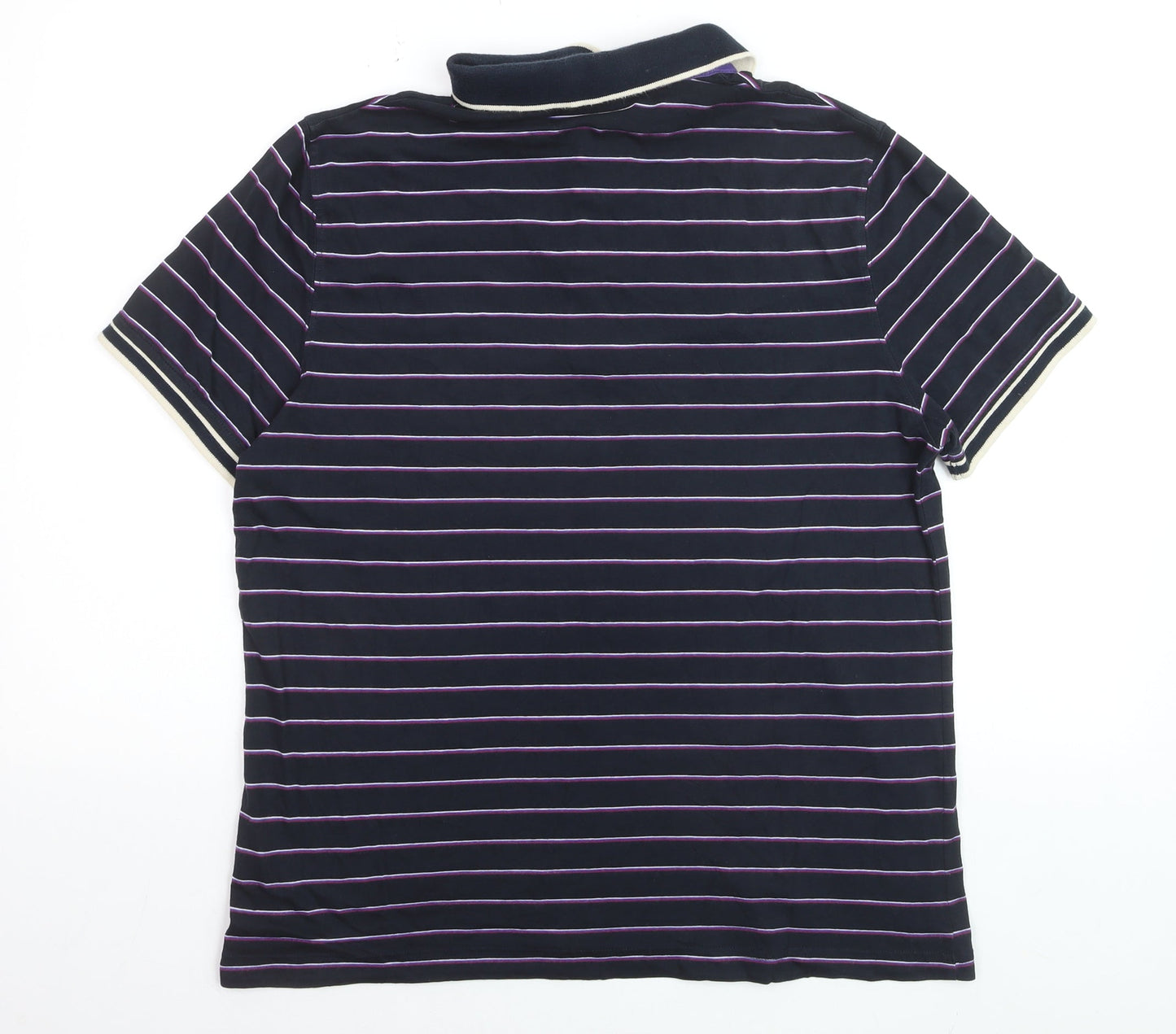 Ted Baker Men's Blue Striped Polo Shirt Size L Cotton Blend