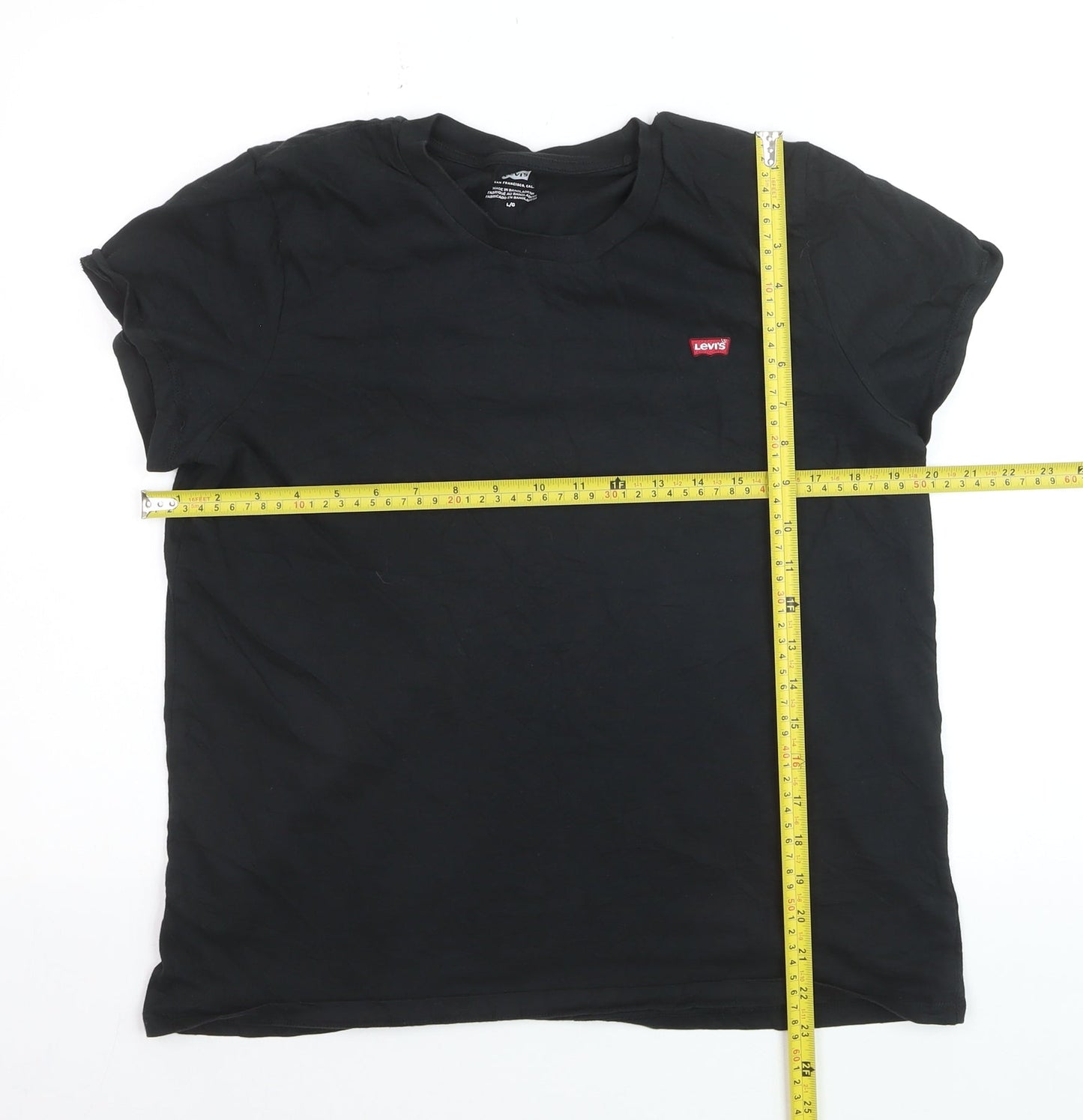 Levi's Men's Black Cotton Crew Neck Short Sleeve T-Shirt L