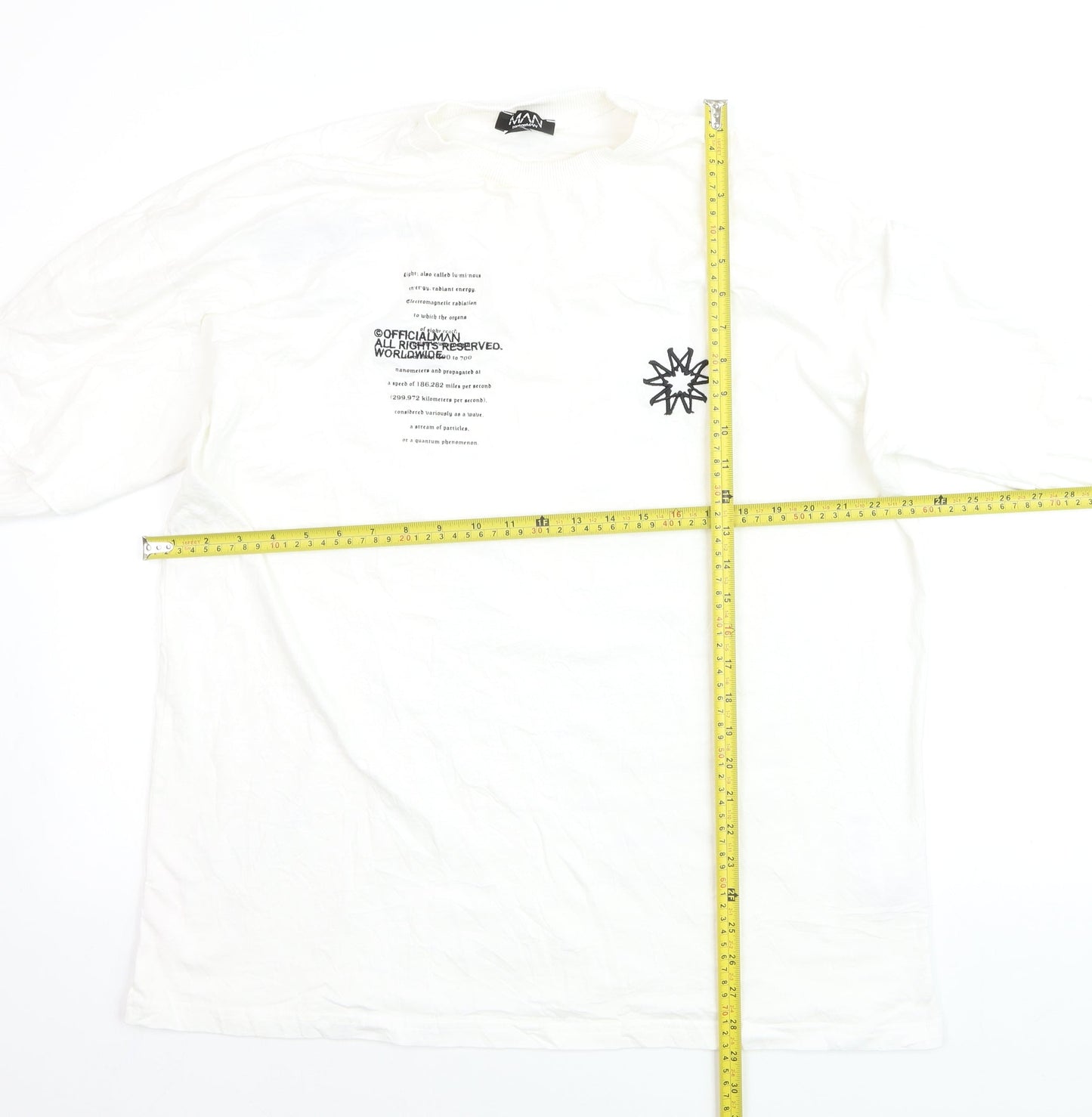 boohooMAN Men's White Long Sleeve Graphic Flame Top Size M