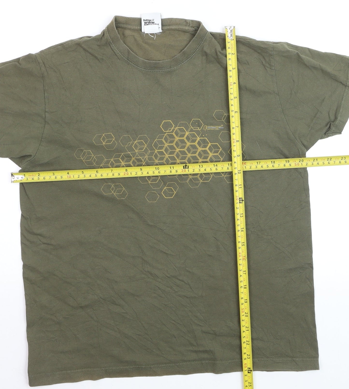 Seventyseven Men's Green Graphic Print Cotton T-Shirt Size S