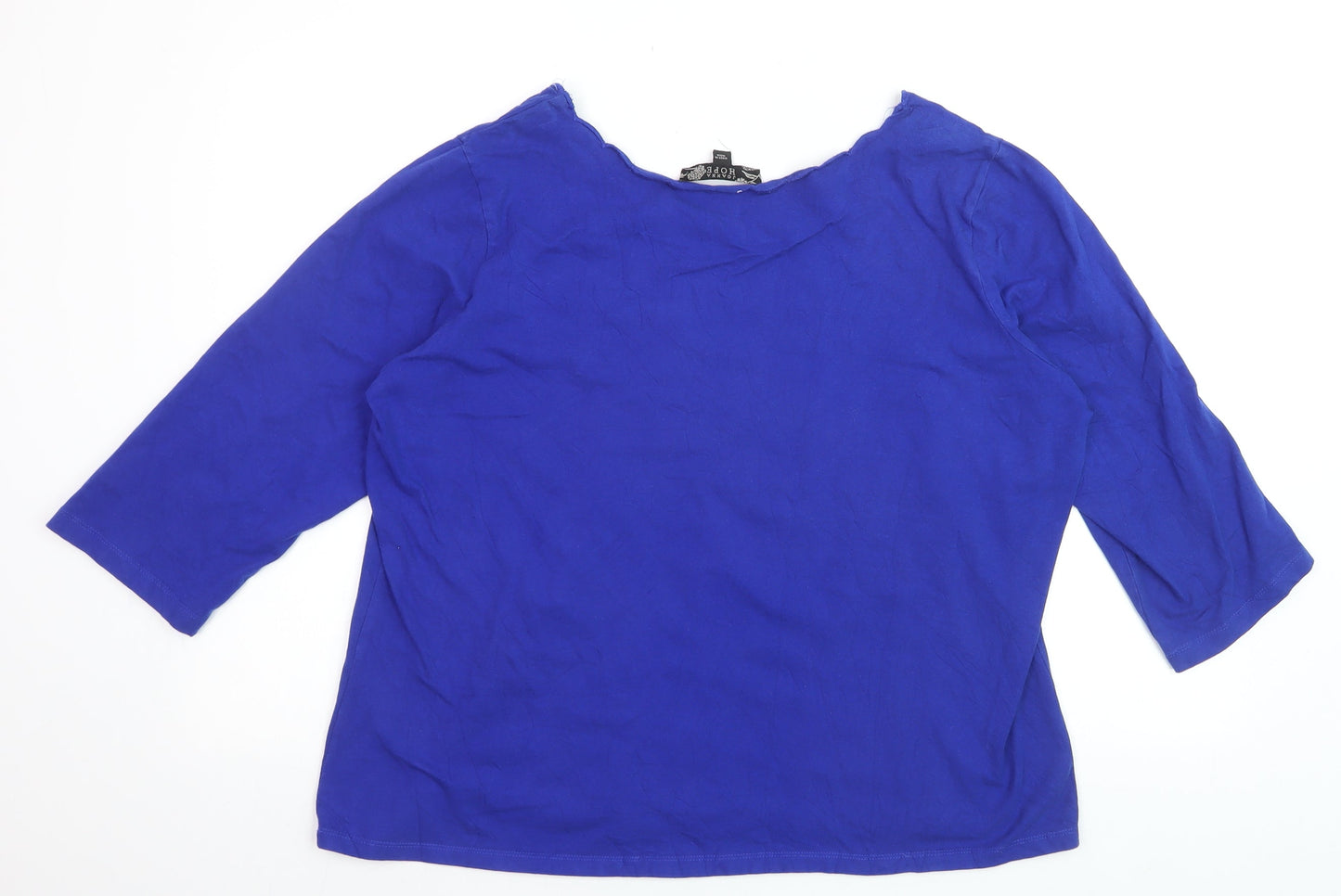 Joanna Hope Women's Blue Cotton 3/4 Sleeve Plus Size 22 Blouse