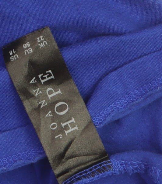 Joanna Hope Women's Blue Cotton 3/4 Sleeve Plus Size 22 Blouse