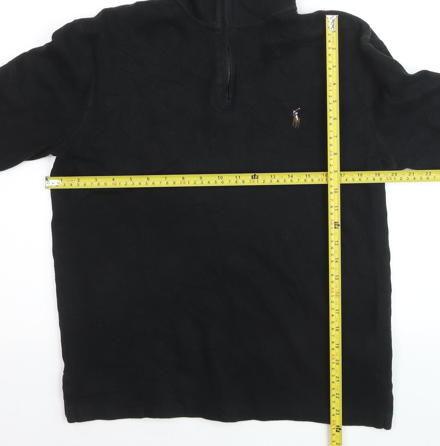Ralph Lauren Men’s Black Cotton 1/4 Zip Jumper Size S Classic Fit
