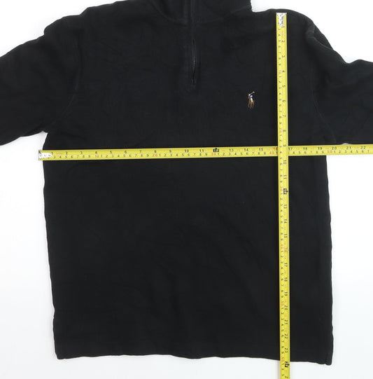 Ralph Lauren Men’s Black Cotton 1/4 Zip Jumper Size S Classic Fit