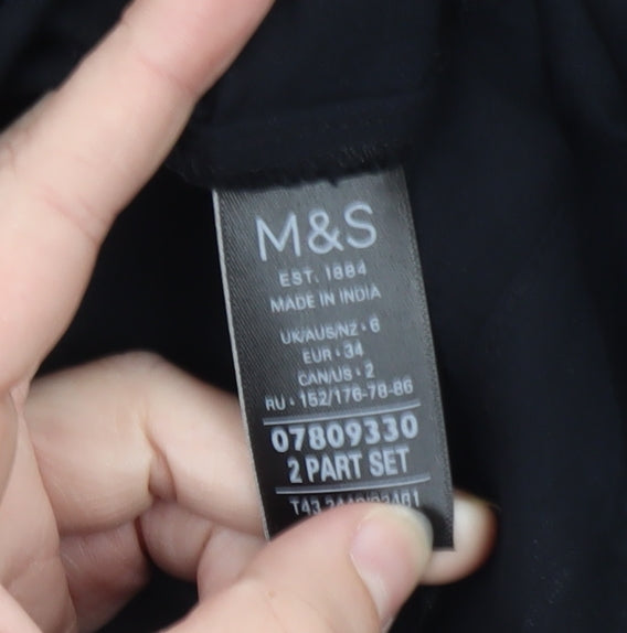 Marks and Spencer Women's Black Cotton Short Sleeve Blouse Size 6