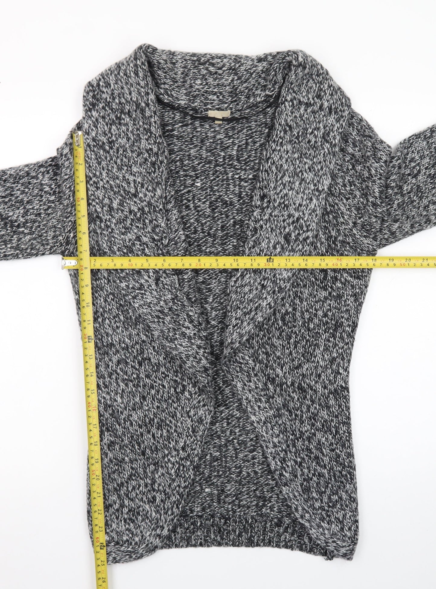 OVS Women's Grey Chunky Knit Open Cardigan Size S