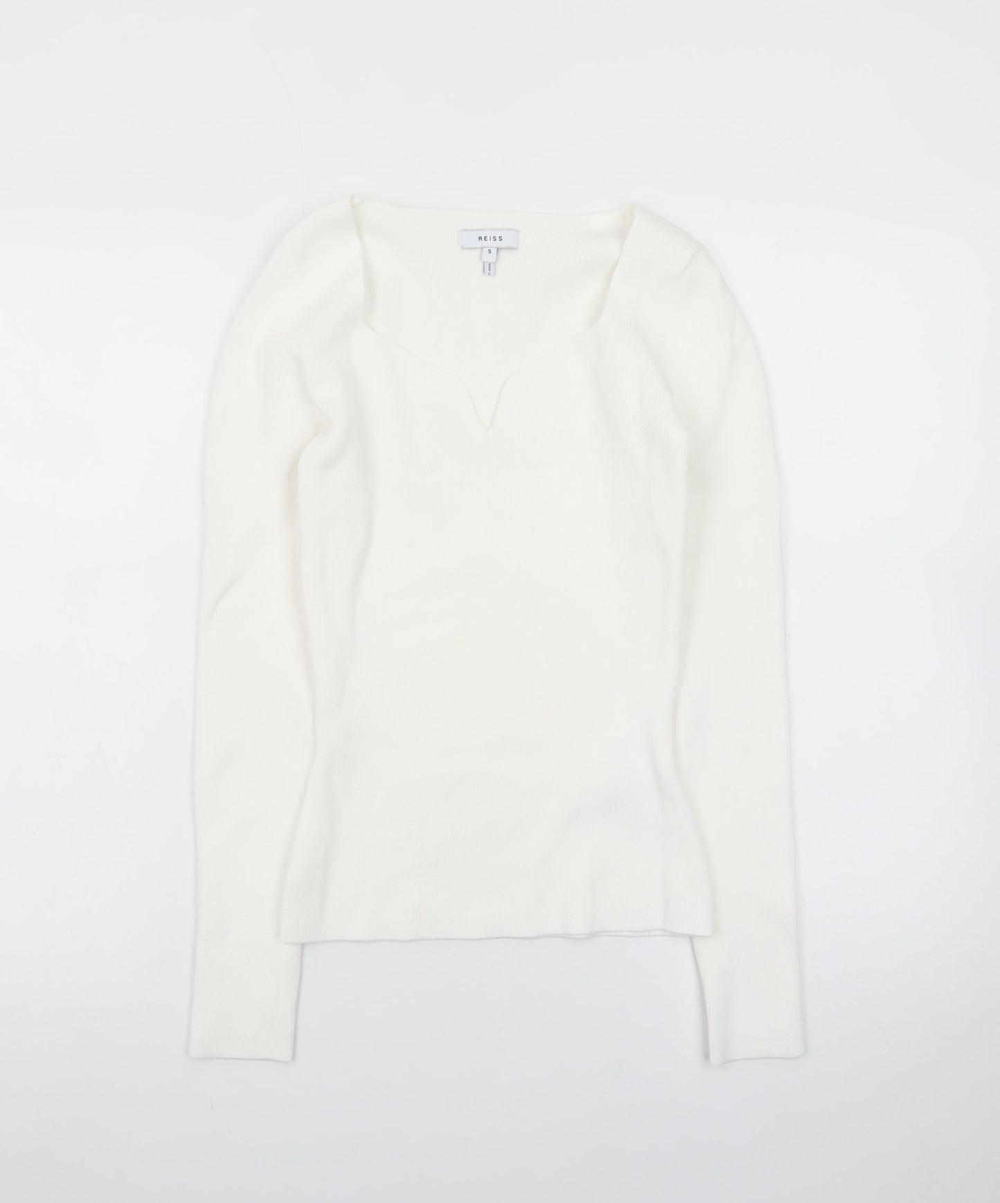 Reiss Women’s Ivory V-Neck Slim Knit Jumper Size S