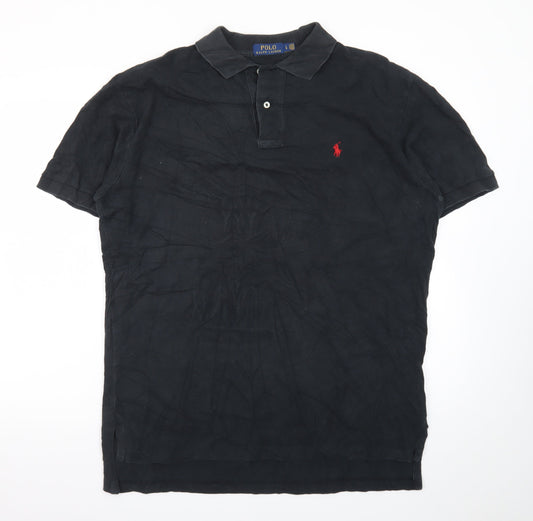 Ralph Lauren Men's Black Cotton Polo Shirt L Classic Fit