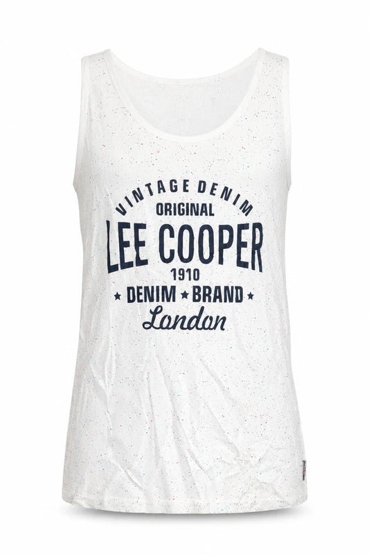 Lee Cooper Men's White Speckled Sleeveless Crew Neck T-Shirt M