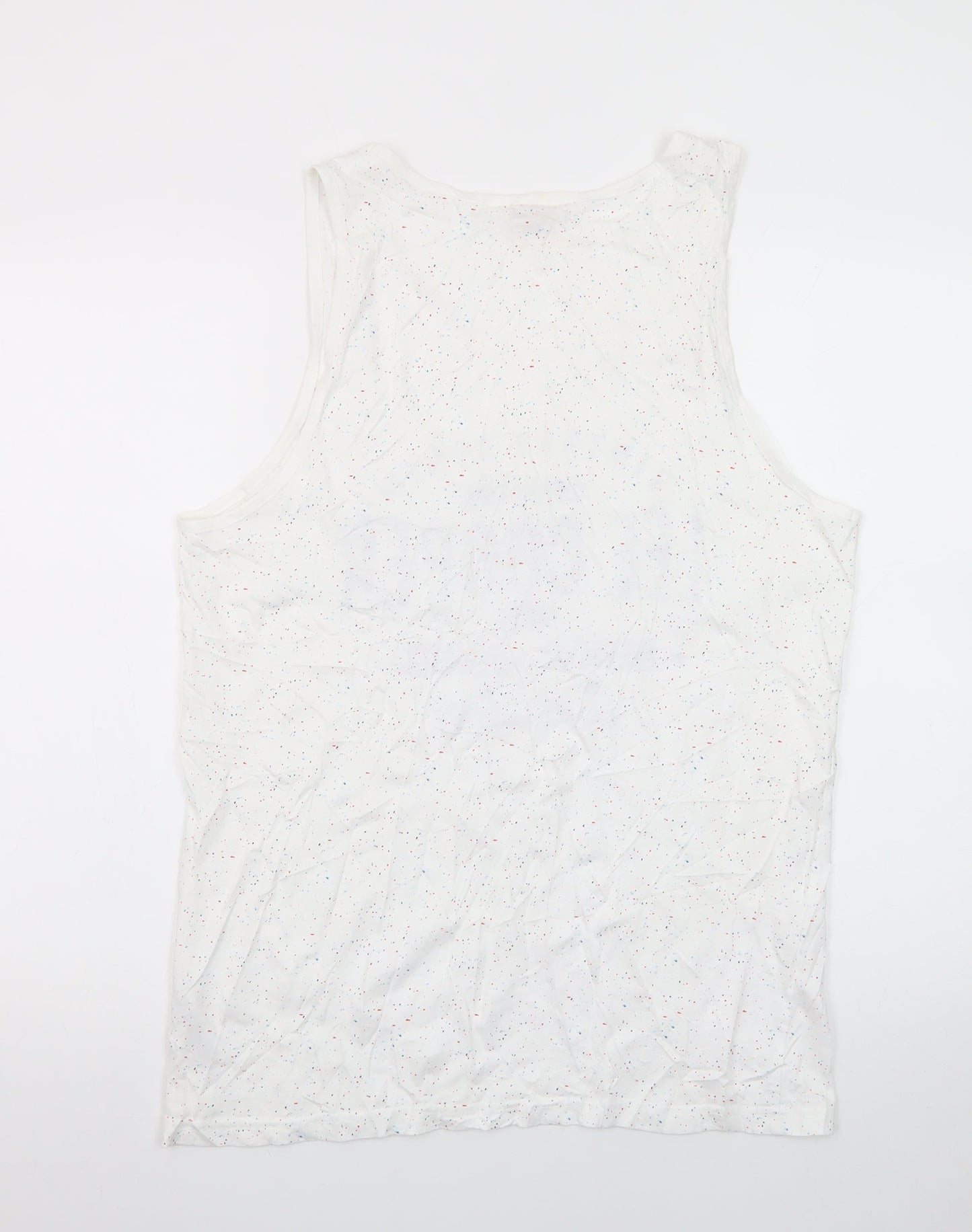 Lee Cooper Men's White Speckled Sleeveless Crew Neck T-Shirt M