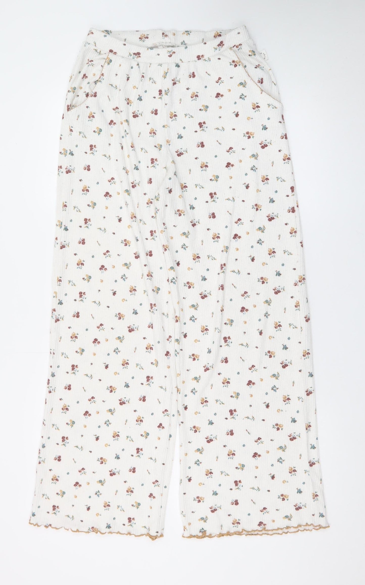 Primark Women Ivory Floral Jersey Pyjama Pants S Lightweight