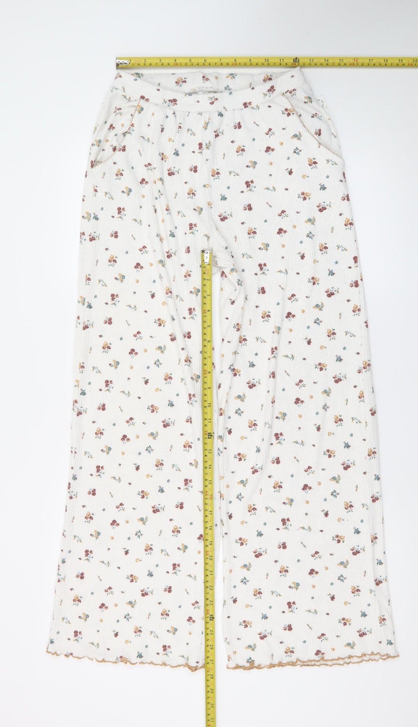 Primark Women Ivory Floral Jersey Pyjama Pants S Lightweight