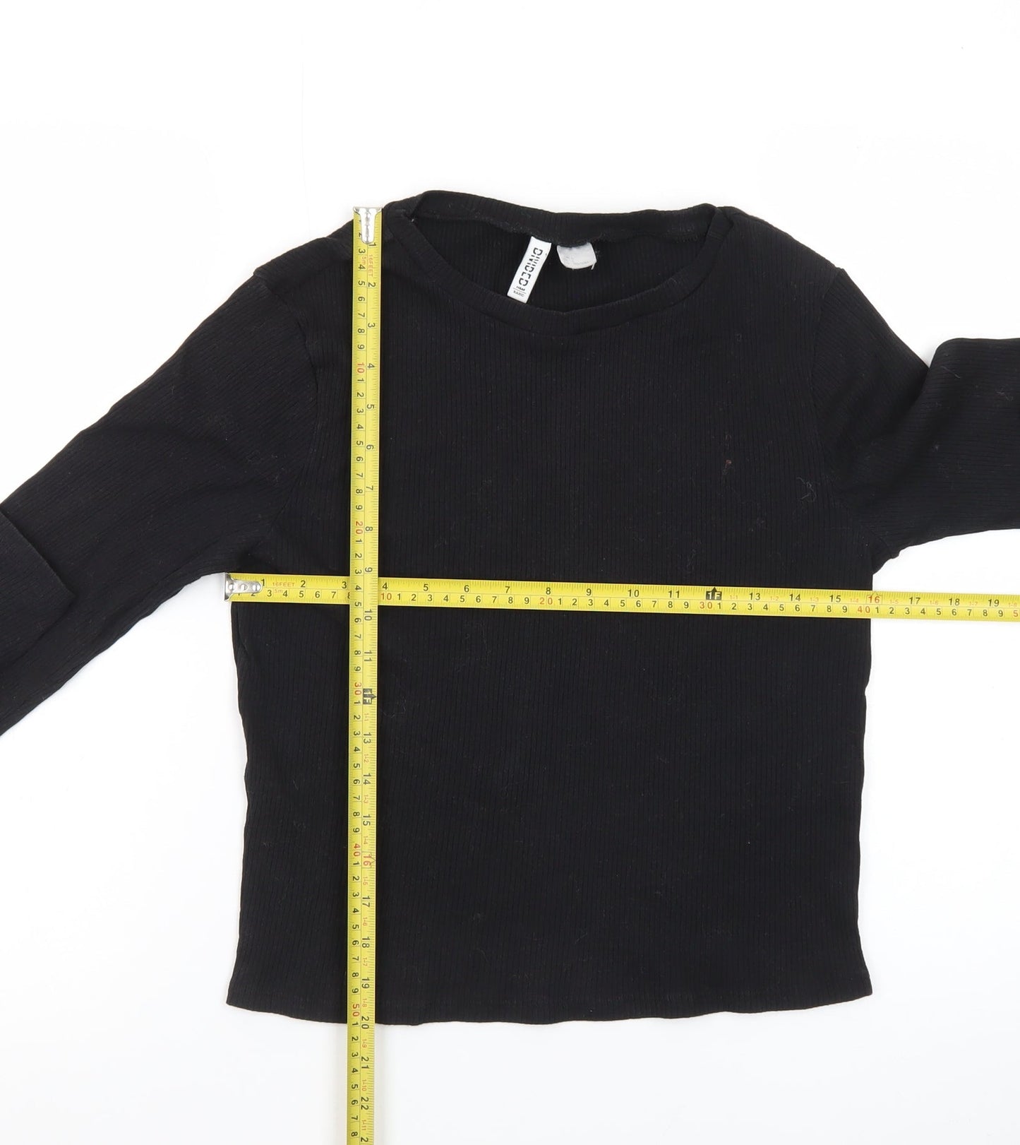 H&M Divided Women's Black Long Sleeve Basic Jersey Top Size L