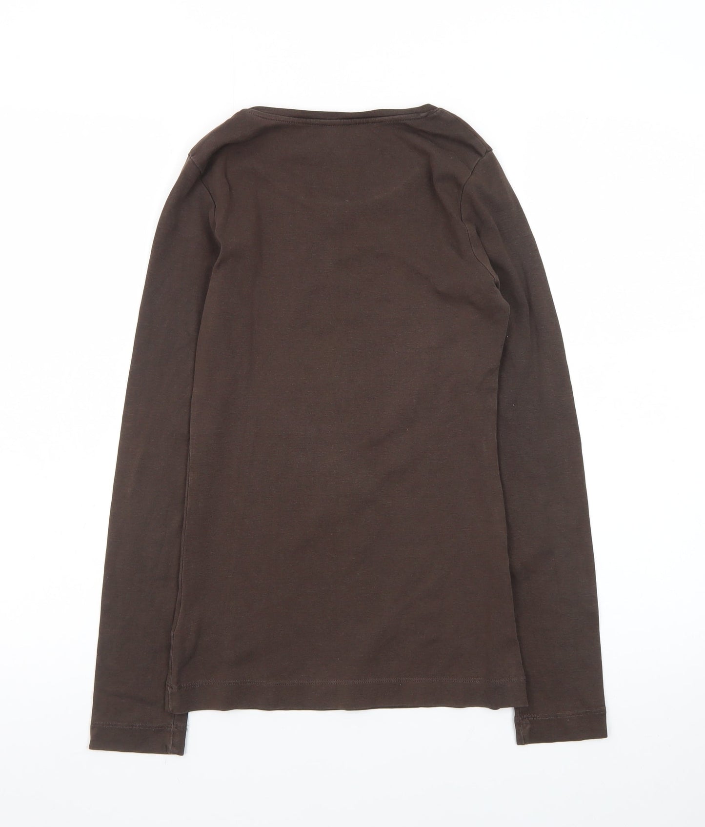H&M Women’s Brown Long Sleeve Basic Cotton T-Shirt Size 8