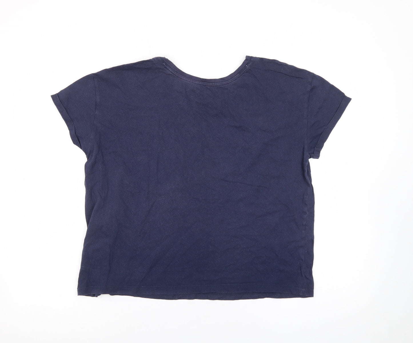 Marks and Spencer Women's Blue Cotton Crew Neck T-Shirt Size M