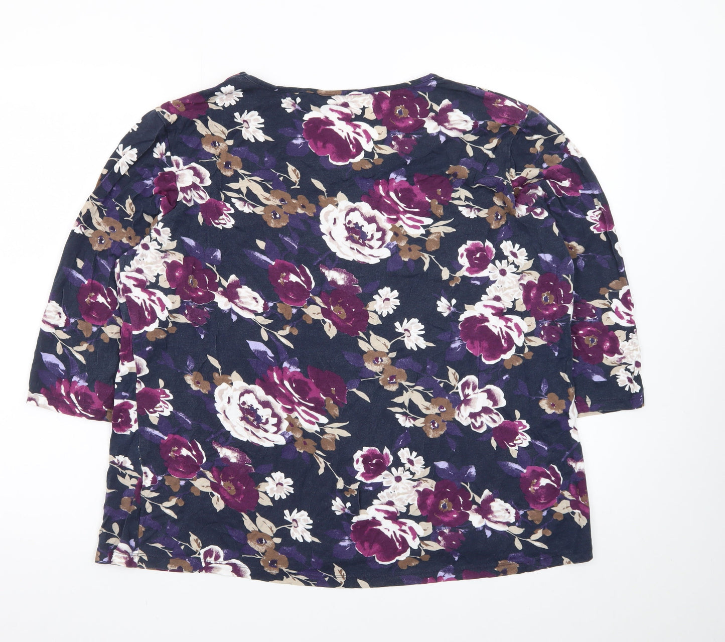 Damart Women’s Multicoloured Floral 3/4 Sleeve Jersey T-Shirt Size 22/24