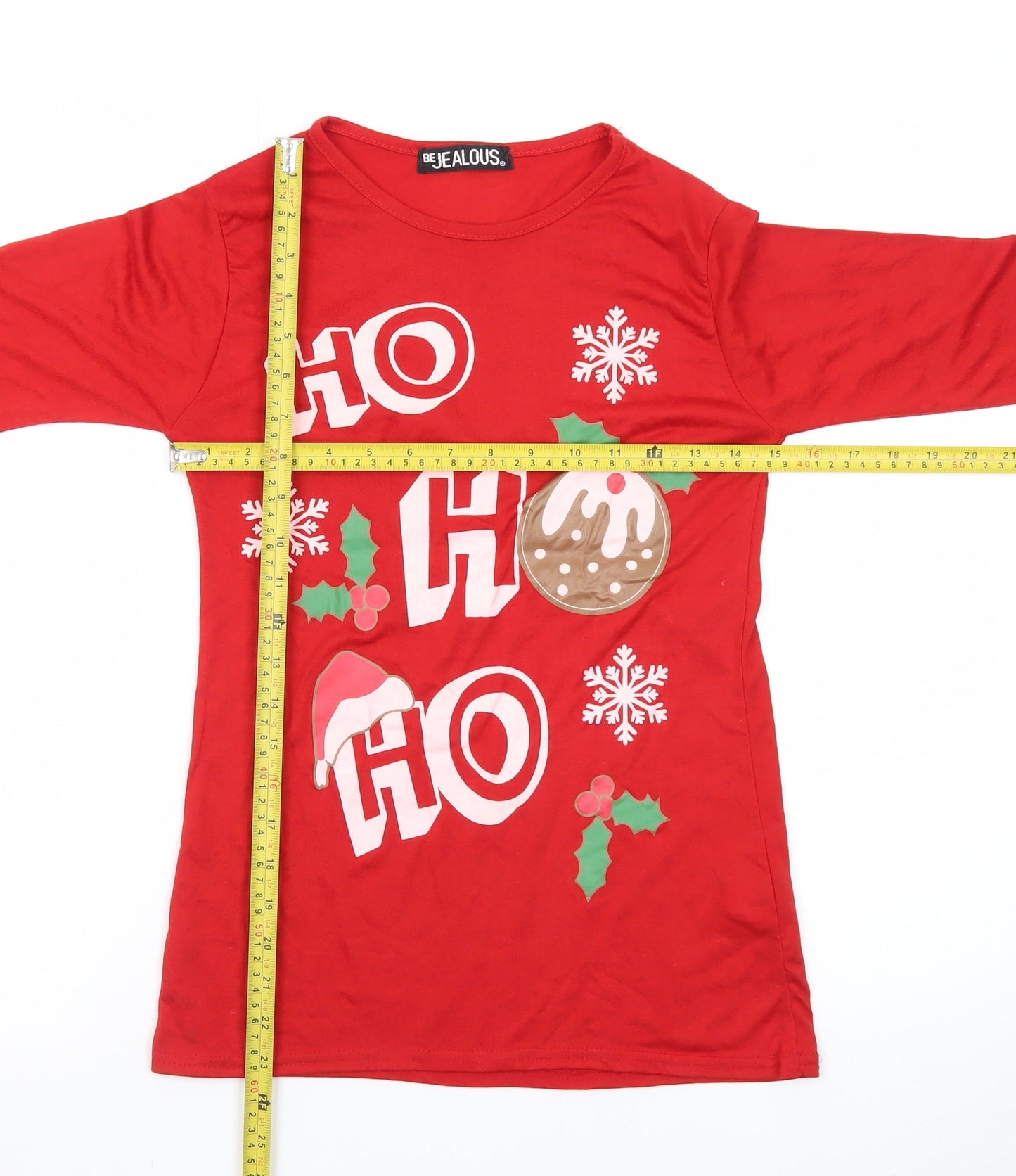 Be Jealous Womens Red Christmas Long Sleeve T-Shirt Size S