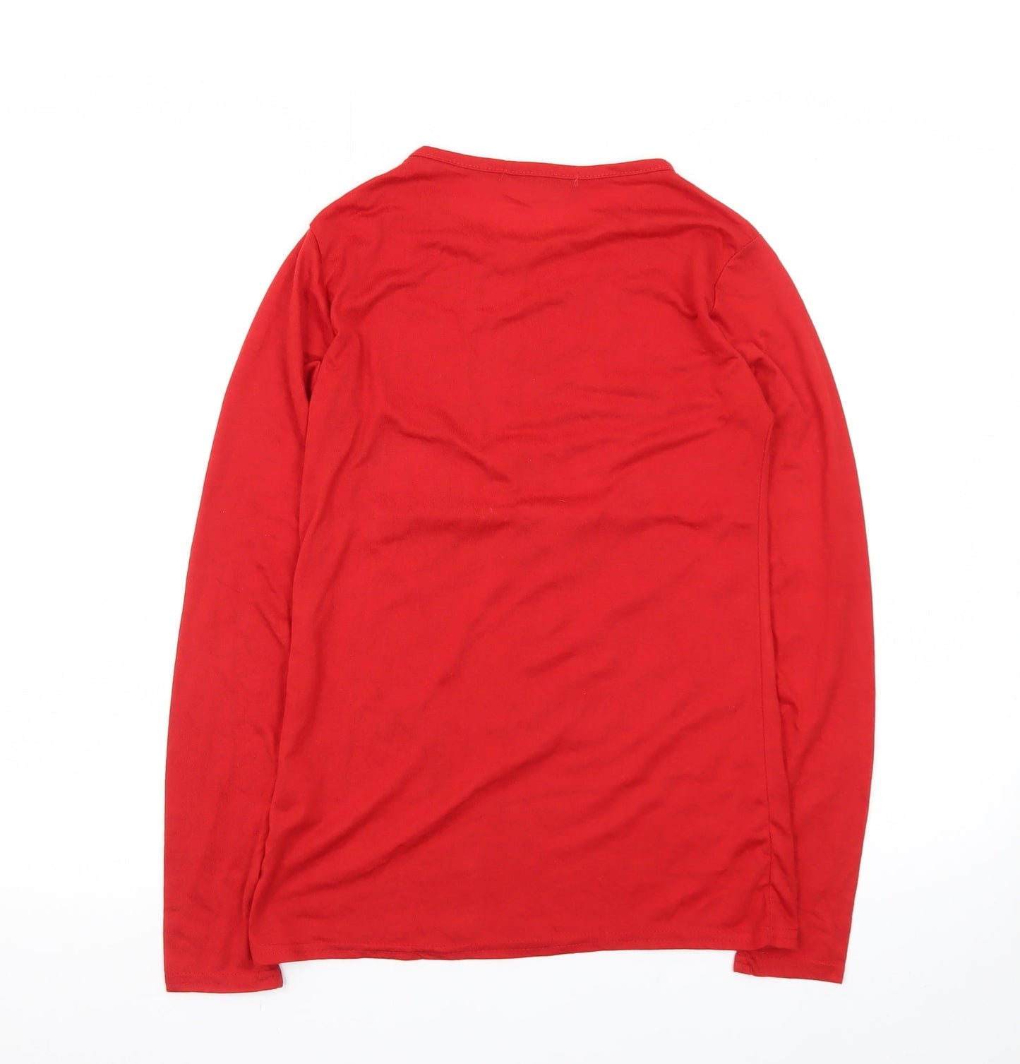 Be Jealous Womens Red Christmas Long Sleeve T-Shirt Size S