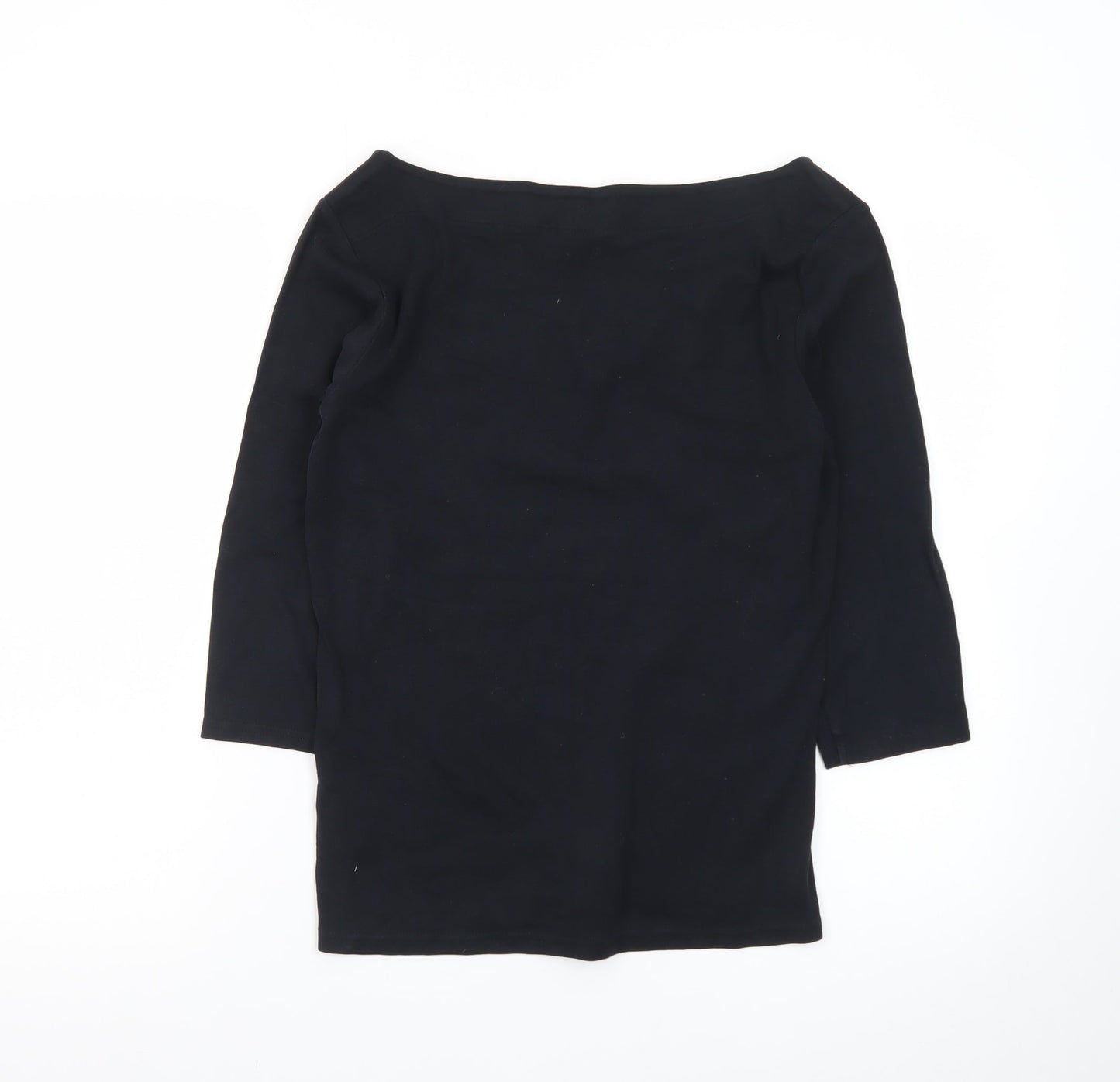 Nutmeg Women’s Black Size 14 Boat Neck 3/4 Sleeve Cotton Top