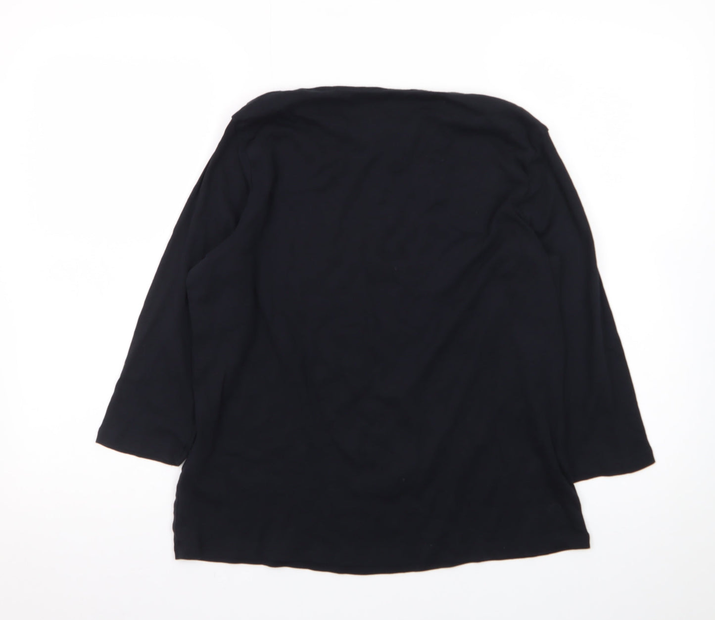 Marks and Spencer Women's Black 3/4 Sleeve Cotton Jersey T-Shirt Size 20