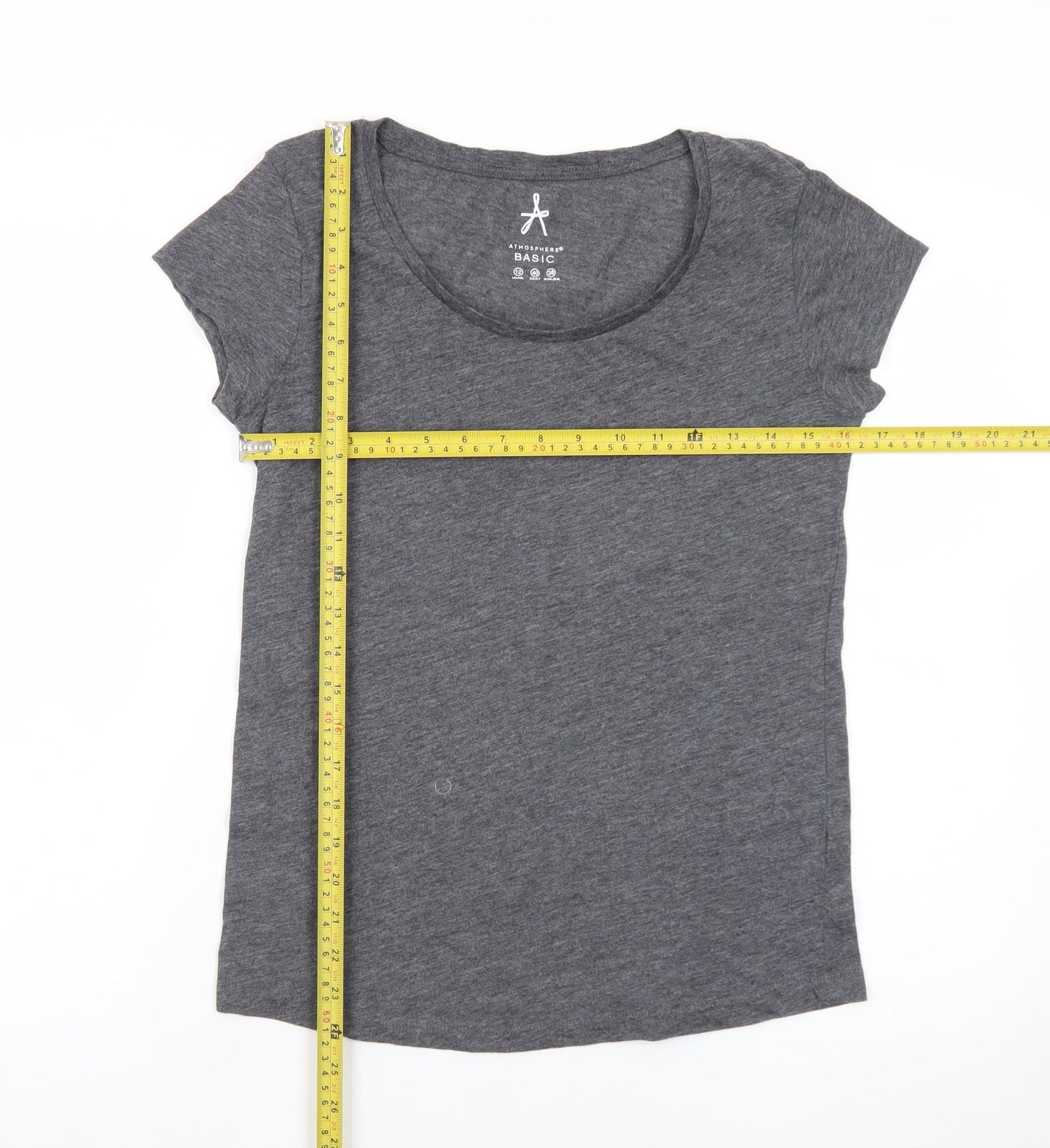 Atmosphere Women’s Grey Basic Short Sleeve Jersey T-Shirt Size 12