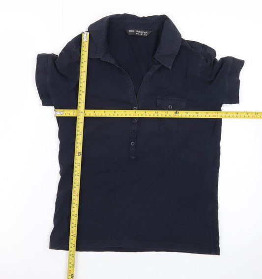 Marks and Spencer Autograph Blue Cotton Stretch Polo Shirt Size S