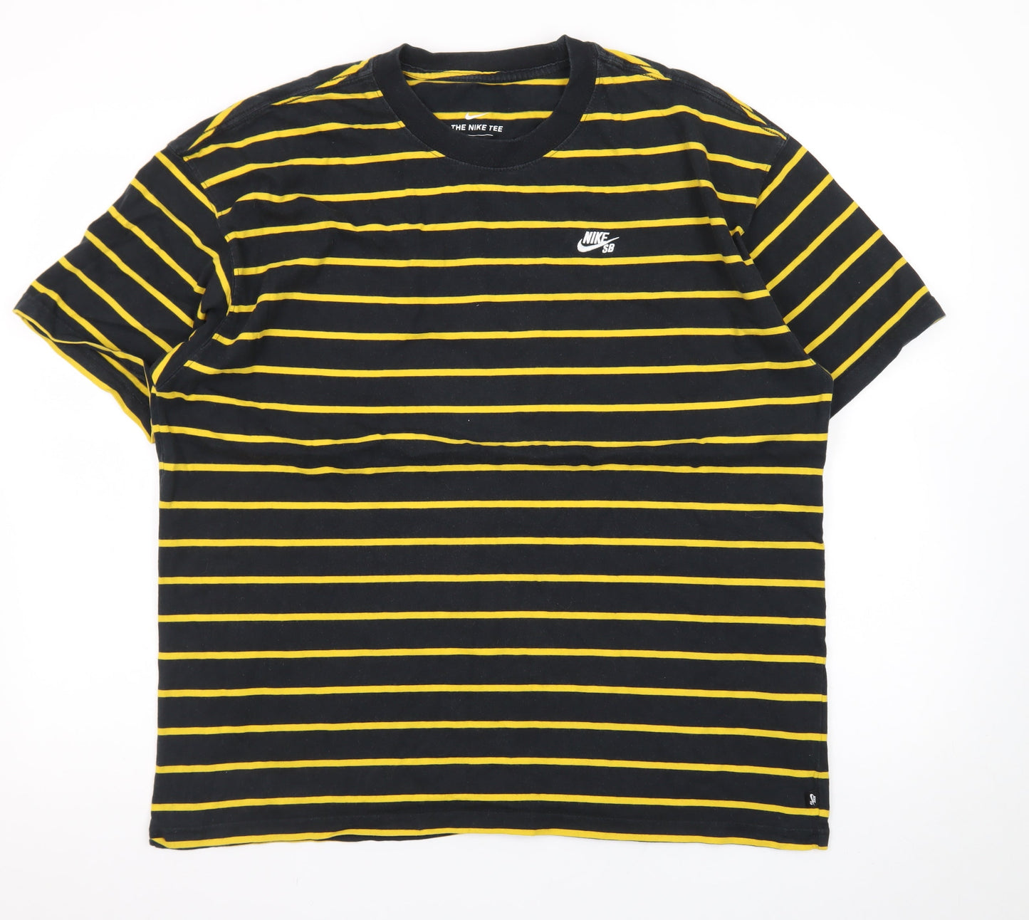 Nike SB Men's Black Yellow Striped Crew Neck T-Shirt Size L