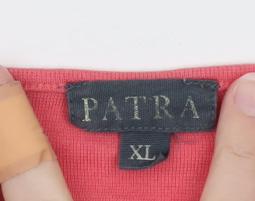Patra Women Coral Short Sleeve Henley T-Shirt XL Bamboo Cotton Blend