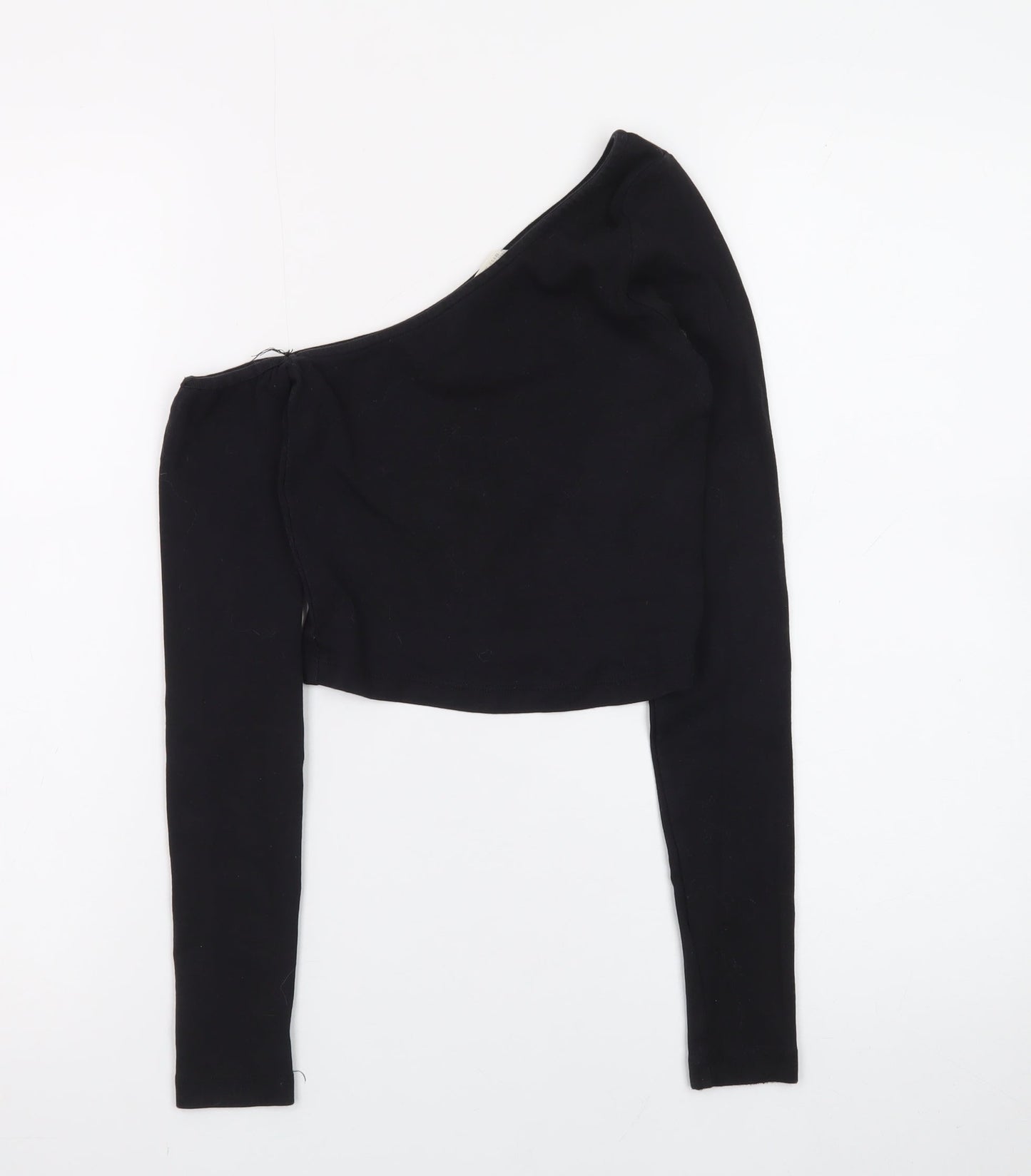 Stradivarius Women's Black One Shoulder Cropped Top XS