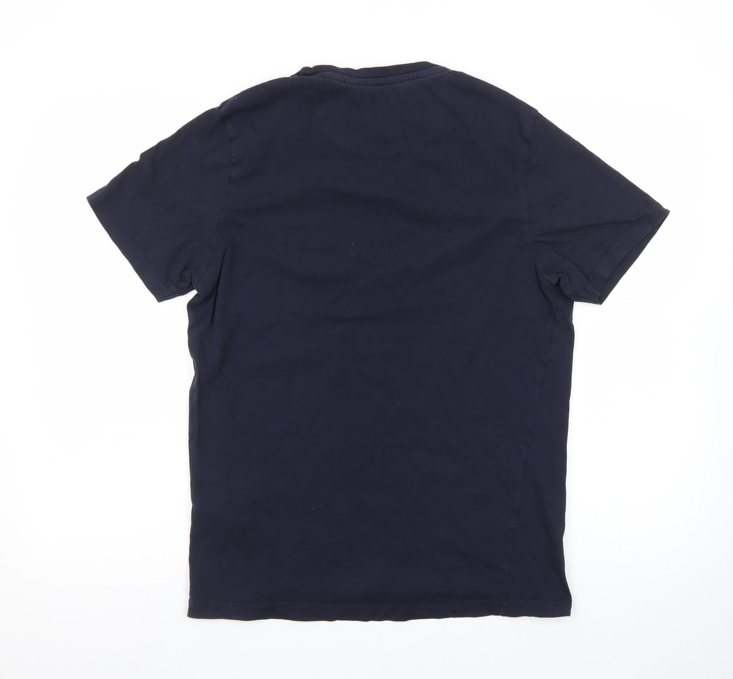 Brave Soul Men's Navy Blue L Graphic Print Crew Neck Cotton T-Shirt