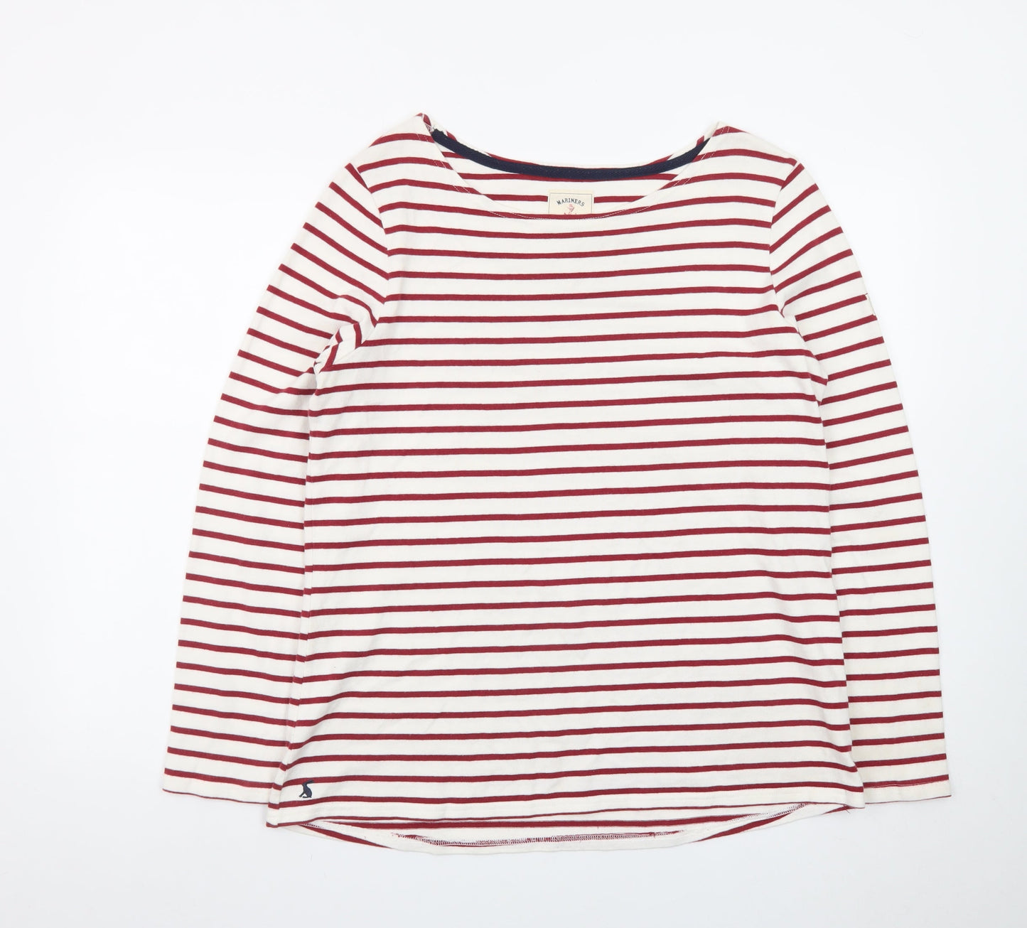 Joules Womens Red White Striped Long Sleeve Boat Neck Top Size 16