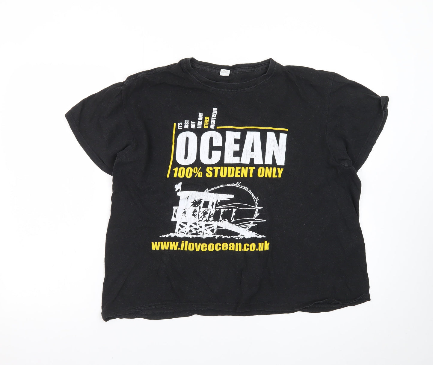 Club Black Ocean Student T-Shirt Men's L Graphic Print Cotton