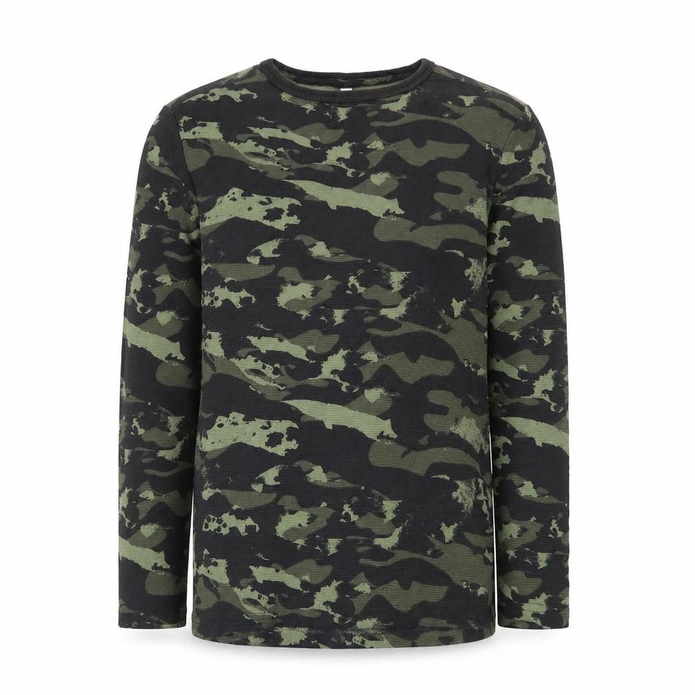 Marks and Spencer Boys Green Camouflage Long Sleeve Cotton T-Shirt 9-10 Years