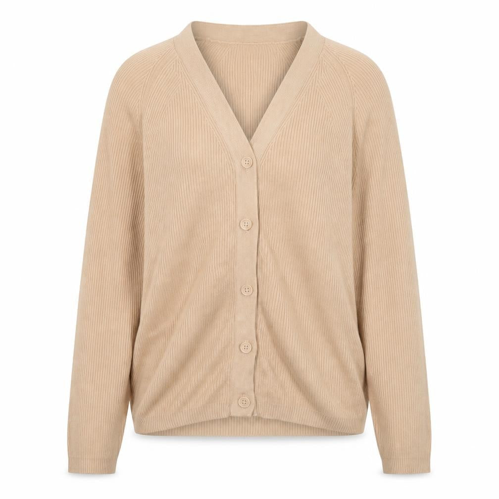 Primark Women Beige Cardigan Small V-Neck Long Sleeve Knitwear