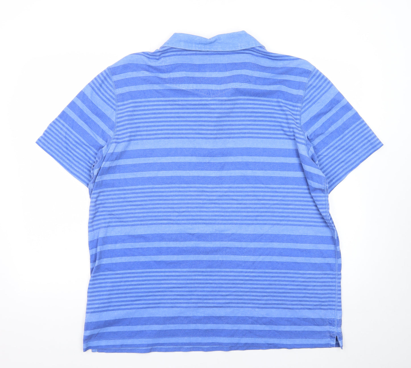 Fat Face Men’s Blue Striped Cotton Polo Shirt Size 2XL Regular Fit